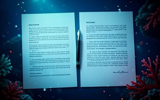 Deux feuilles de contrat et un stylo pose entre elles