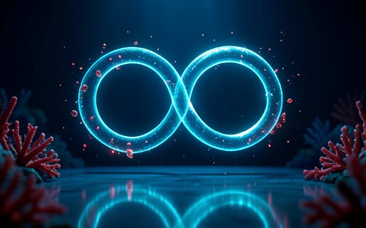 Deux anneaux lumineux entrelaces au-dessus d une table