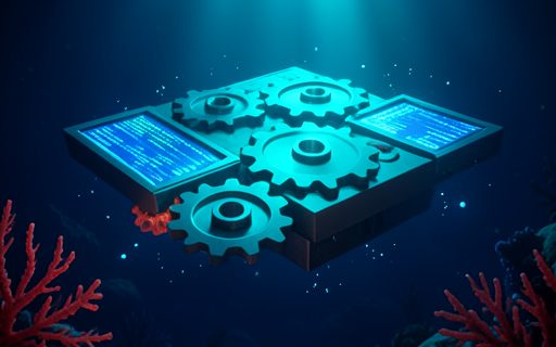 Engrenages et fenetres de code qui forment une plateforme de services