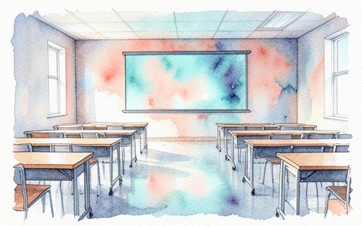 Salle de formation moderne et vide devant un grand ecran