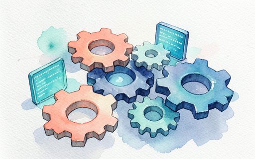 Engrenages et fenetres de code qui forment une plateforme de services