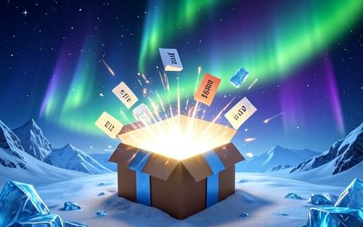 Coffret cadeau qui s ouvre dans un jaillissement de lumiere