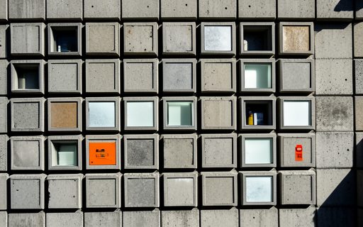 Mur de blocs modulaires lumineux, comme un catalogue