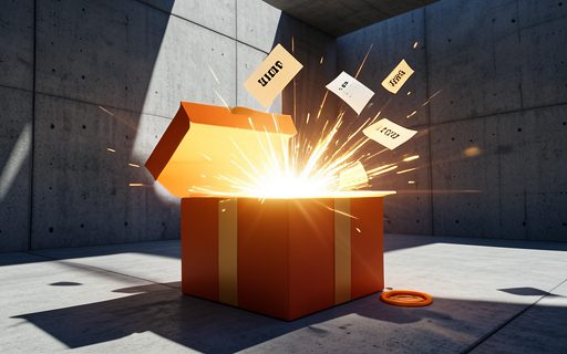 Coffret cadeau qui s ouvre dans un jaillissement de lumiere