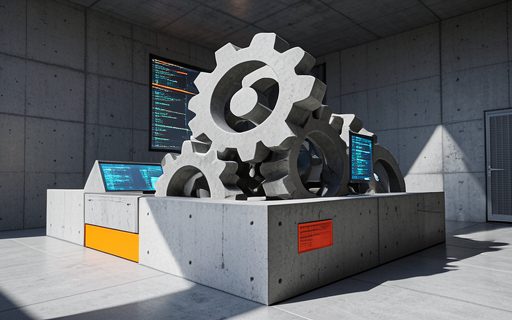 Engrenages et fenetres de code qui forment une plateforme de services