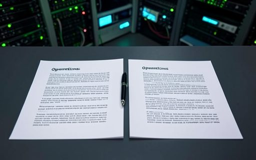 Deux feuilles de contrat et un stylo pose entre elles