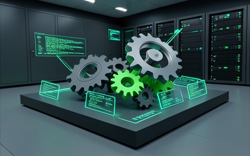 Engrenages et fenetres de code qui forment une plateforme de services