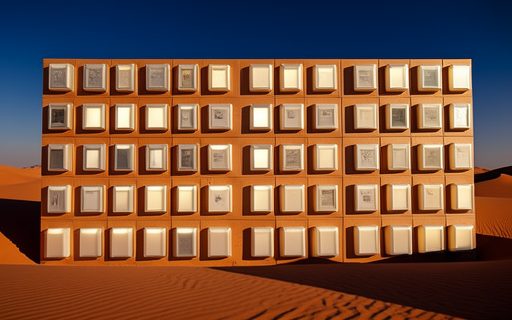 Mur de blocs modulaires lumineux, comme un catalogue