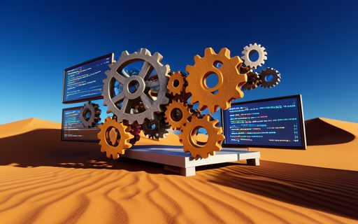 Engrenages et fenetres de code qui forment une plateforme de services