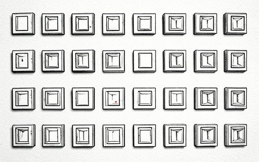 Mur de blocs modulaires lumineux, comme un catalogue