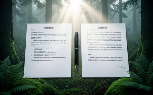 Deux feuilles de contrat et un stylo pose entre elles