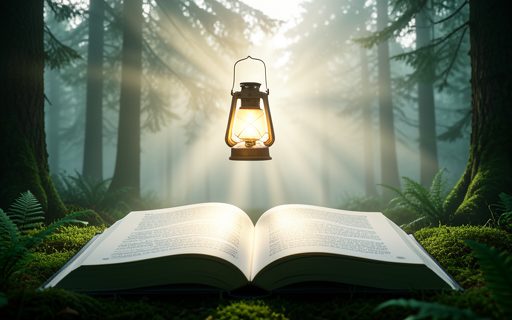 Livre ouvert surmonte d une lanterne lumineuse