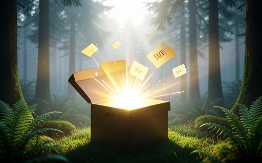 Coffret cadeau qui s ouvre dans un jaillissement de lumiere