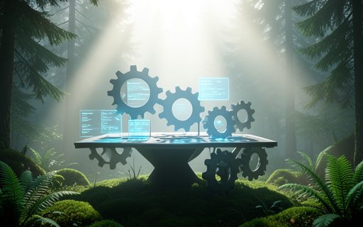 Engrenages et fenetres de code qui forment une plateforme de services
