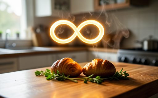 Deux anneaux lumineux entrelaces au-dessus d une table