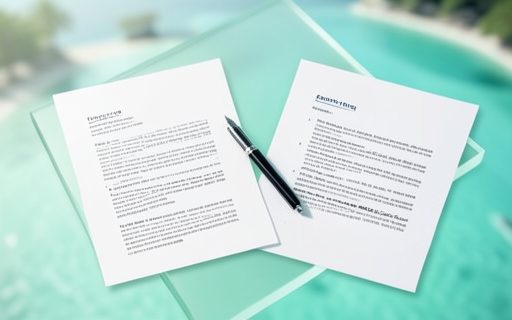 Deux feuilles de contrat et un stylo pose entre elles