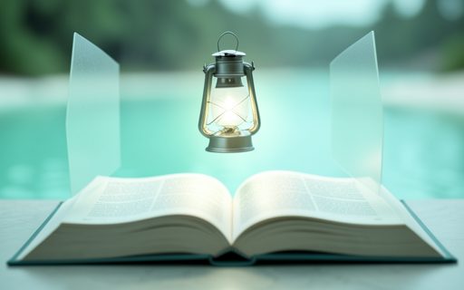 Livre ouvert surmonte d une lanterne lumineuse