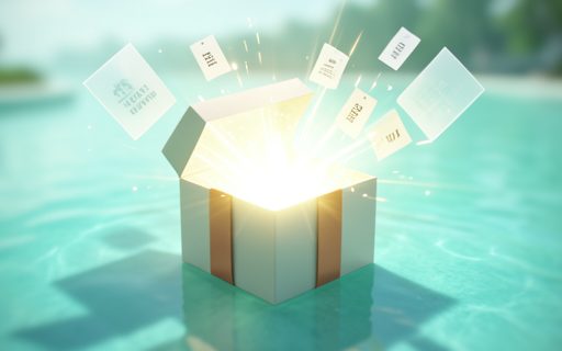 Coffret cadeau qui s ouvre dans un jaillissement de lumiere