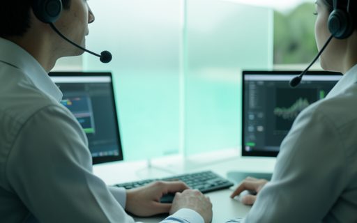 Equipe de support qui aide un client