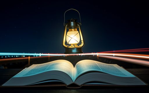 Livre ouvert surmonte d une lanterne lumineuse
