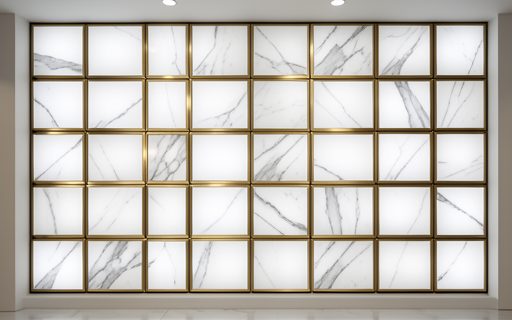 Mur de blocs modulaires lumineux, comme un catalogue