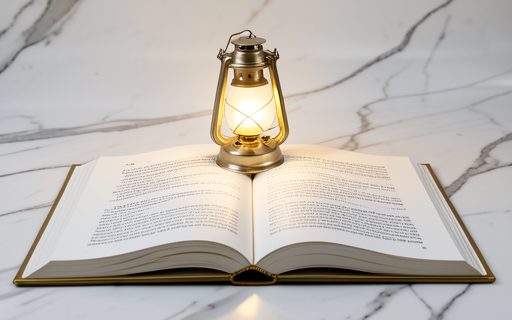 Livre ouvert surmonte d une lanterne lumineuse