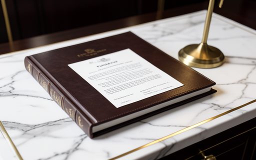 Registre ferme et presse-papier sur un bureau range