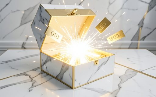 Coffret cadeau qui s ouvre dans un jaillissement de lumiere