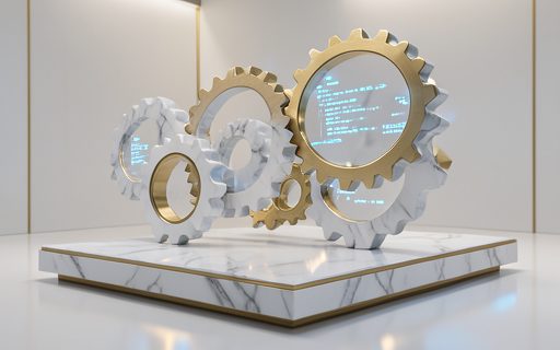Engrenages et fenetres de code qui forment une plateforme de services
