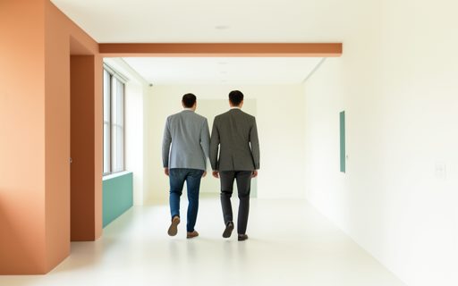 Jeunes professionnels qui entrent dans des bureaux accueillants