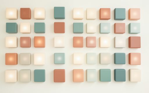 Mur de blocs modulaires lumineux, comme un catalogue