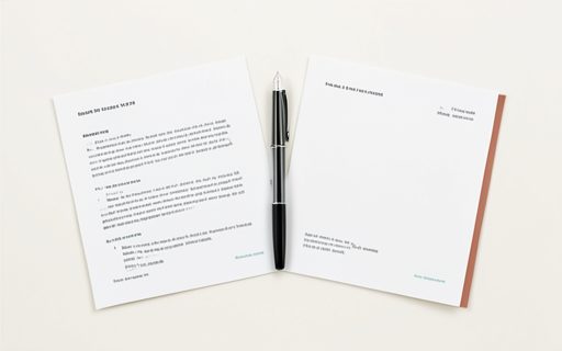 Deux feuilles de contrat et un stylo pose entre elles
