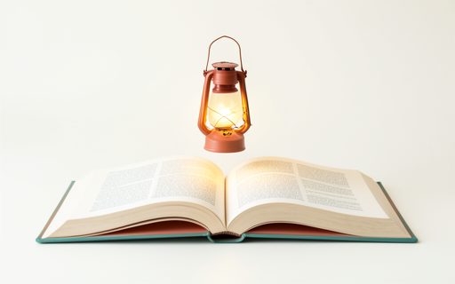 Livre ouvert surmonte d une lanterne lumineuse