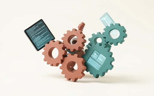 Engrenages et fenetres de code qui forment une plateforme de services