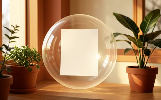 Feuille protegee a l interieur d une sphere translucide