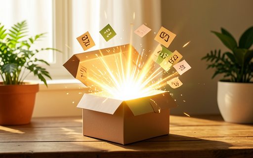 Coffret cadeau qui s ouvre dans un jaillissement de lumiere