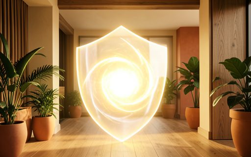 Bouclier de lumiere qui protege un coeur lumineux