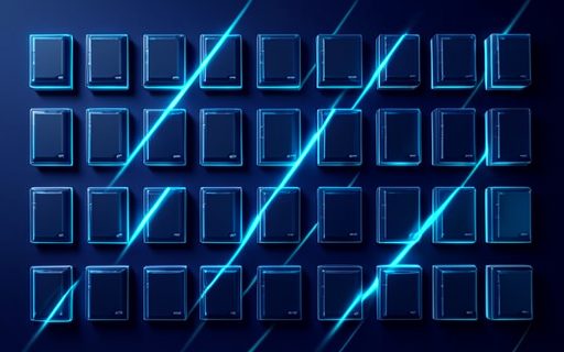 Mur de blocs modulaires lumineux, comme un catalogue