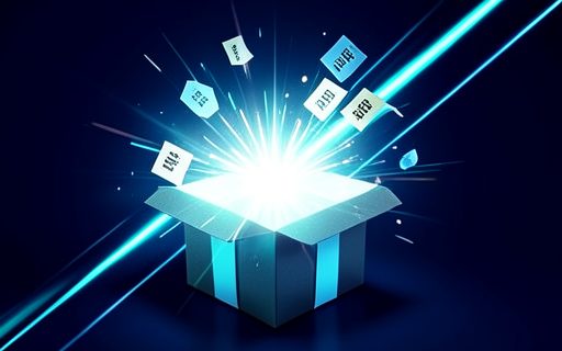 Coffret cadeau qui s ouvre dans un jaillissement de lumiere