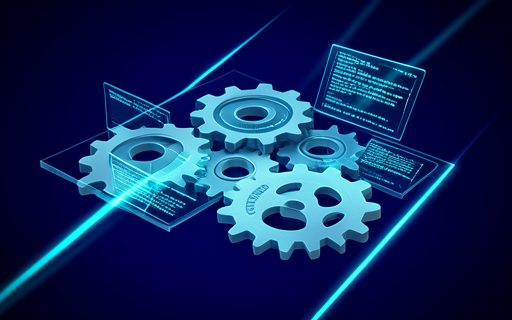 Engrenages et fenetres de code qui forment une plateforme de services