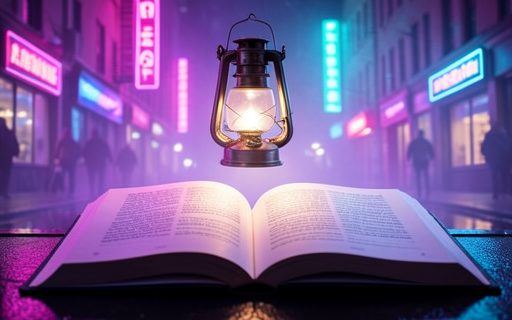 Livre ouvert surmonte d une lanterne lumineuse