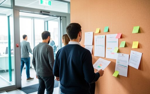 Jeunes professionnels qui entrent dans des bureaux accueillants