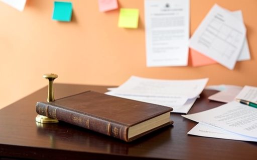 Registre ferme et presse-papier sur un bureau range