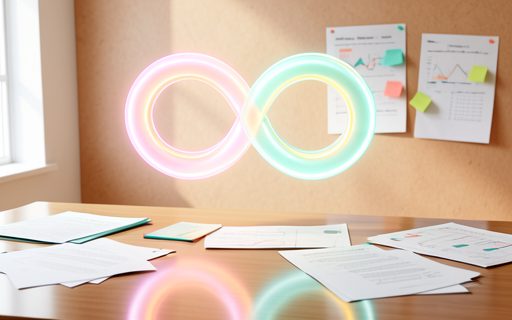 Deux anneaux lumineux entrelaces au-dessus d une table